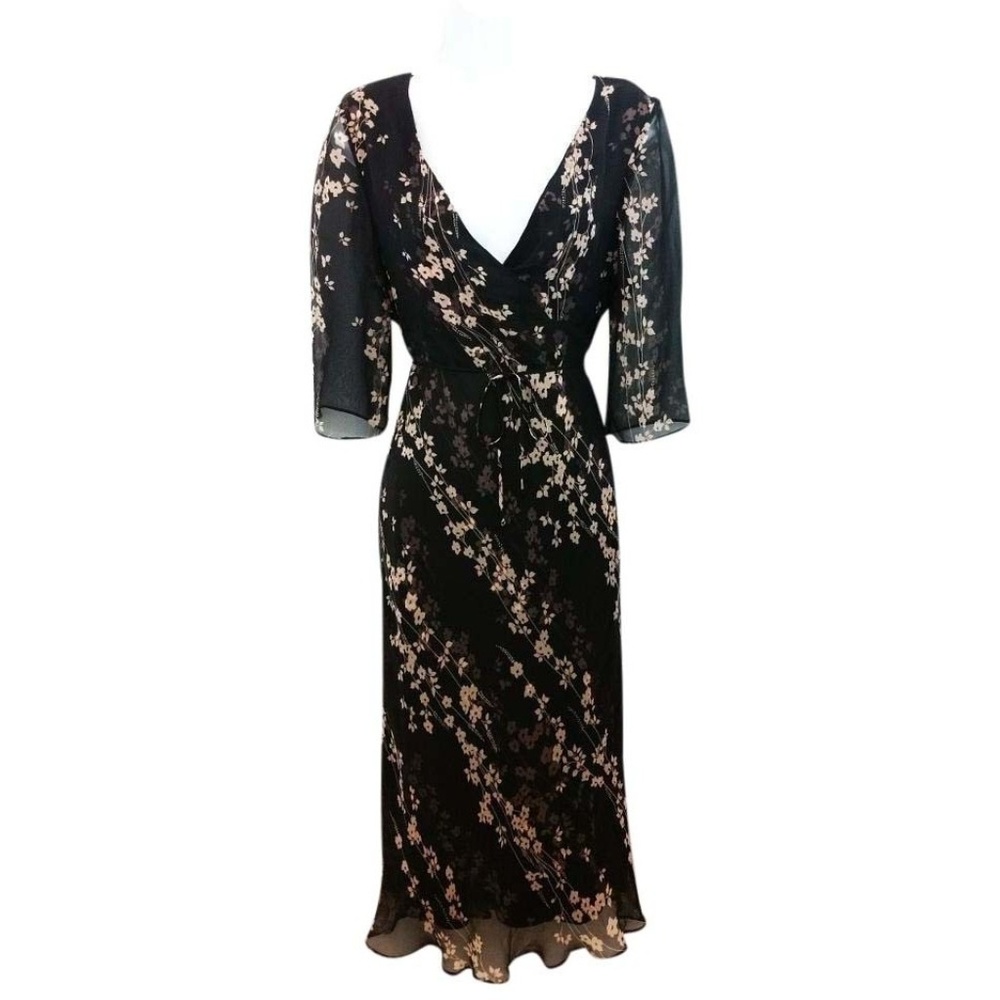 Printed Embellished Silk Dress XS